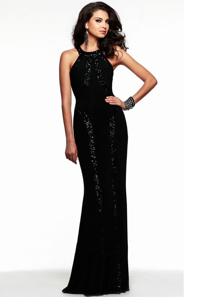 W25022 Long High Neck Formal Gown